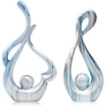Blue Marble Abstract Sculpture Set of 2