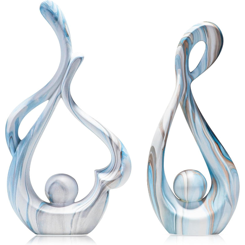 Blue Marble Abstract Sculpture Set of 2