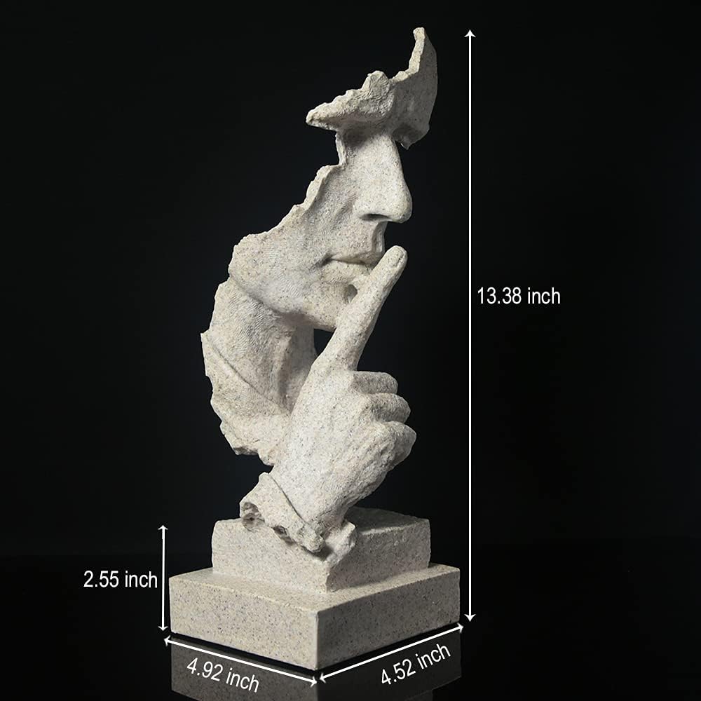 Silence is Gold Sandstone Resin Statue