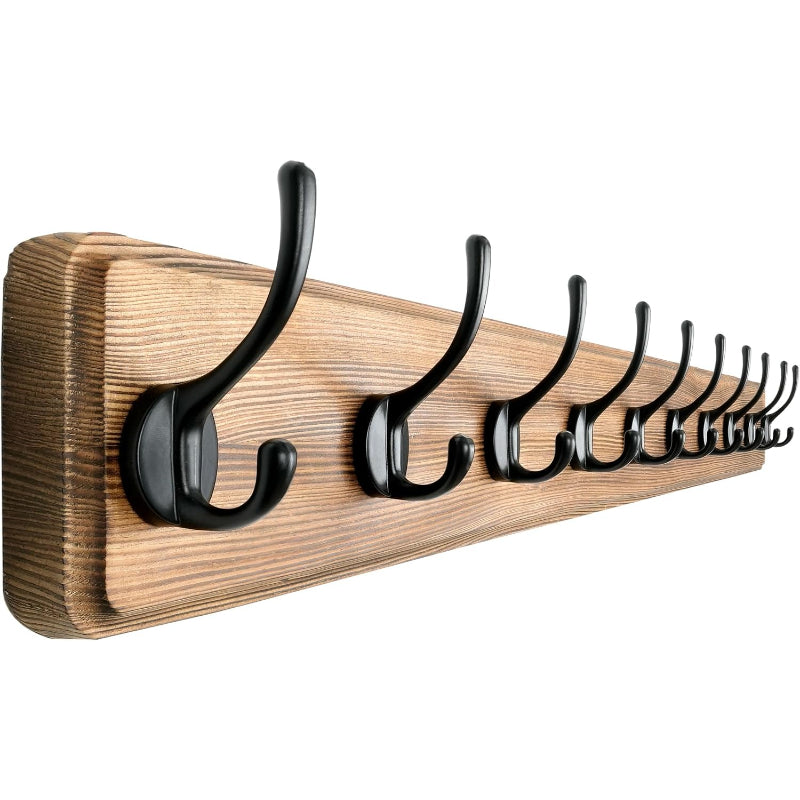Wall Mount Coat Rack 38‑1/4" 10 Dual Hooks
