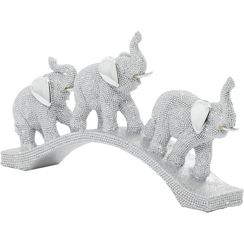 Silver Polystone Elephant Sculpture