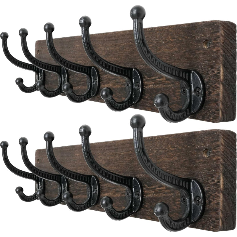 Rustic Wall Mount Coat Rack 2‑Packs
