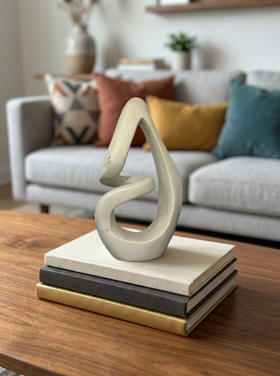 Abstract Twist Soapstone Sculpture Cream White