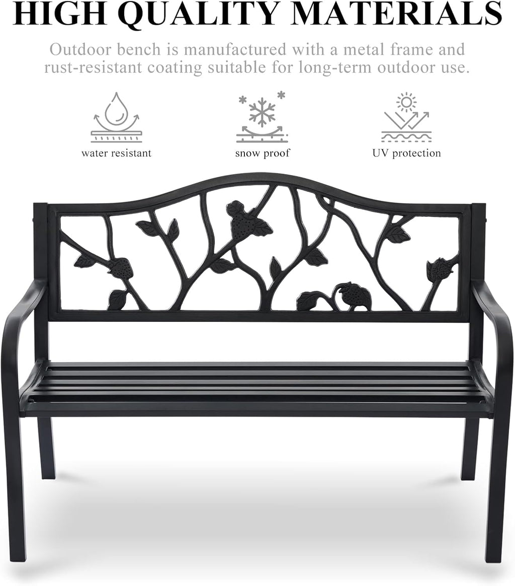 50" Black Cast Iron Strawberry Garden Bench