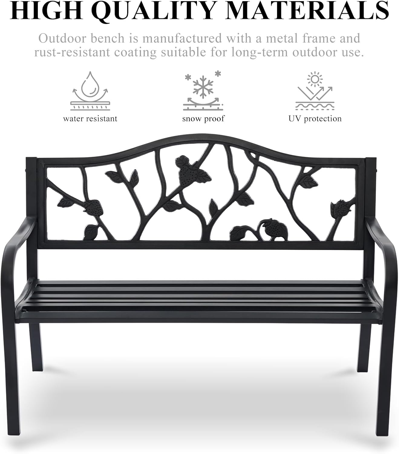 50" Black Cast Iron Strawberry Garden Bench