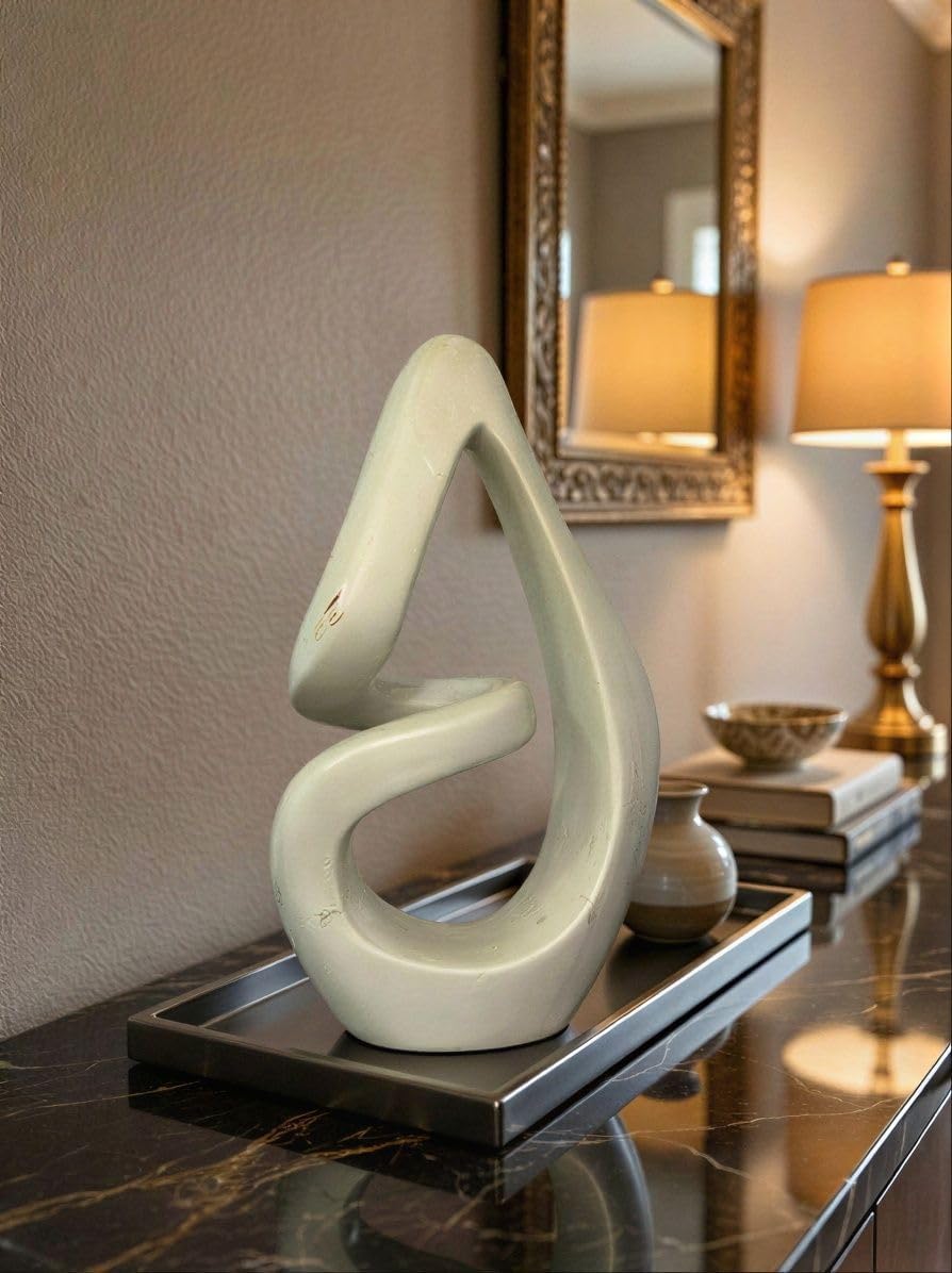 Abstract Twist Soapstone Sculpture Cream White