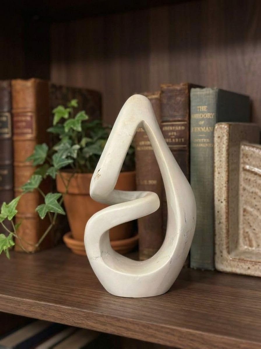 Abstract Twist Soapstone Sculpture Cream White