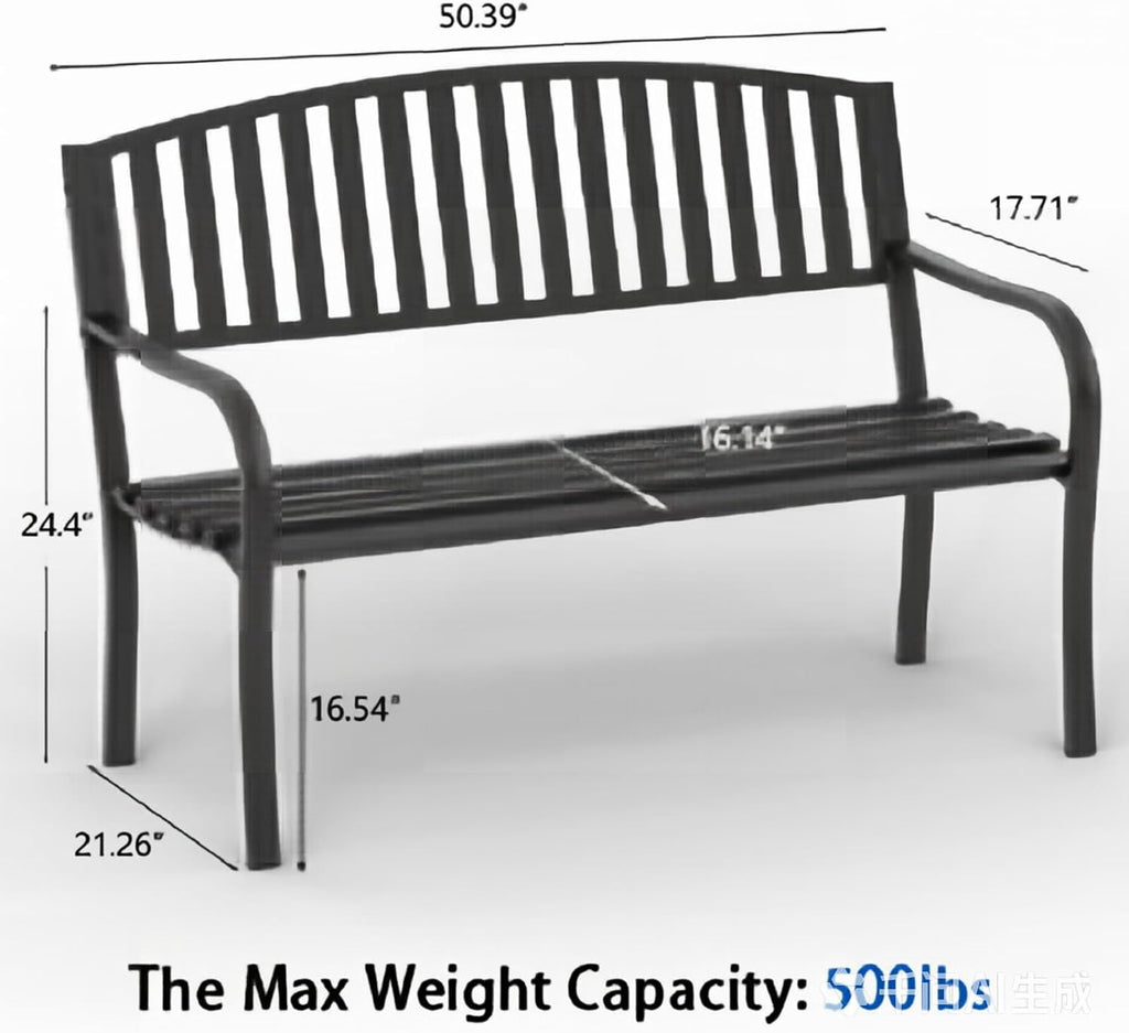 50" Weatherproof Cast Iron Outdoor Bench