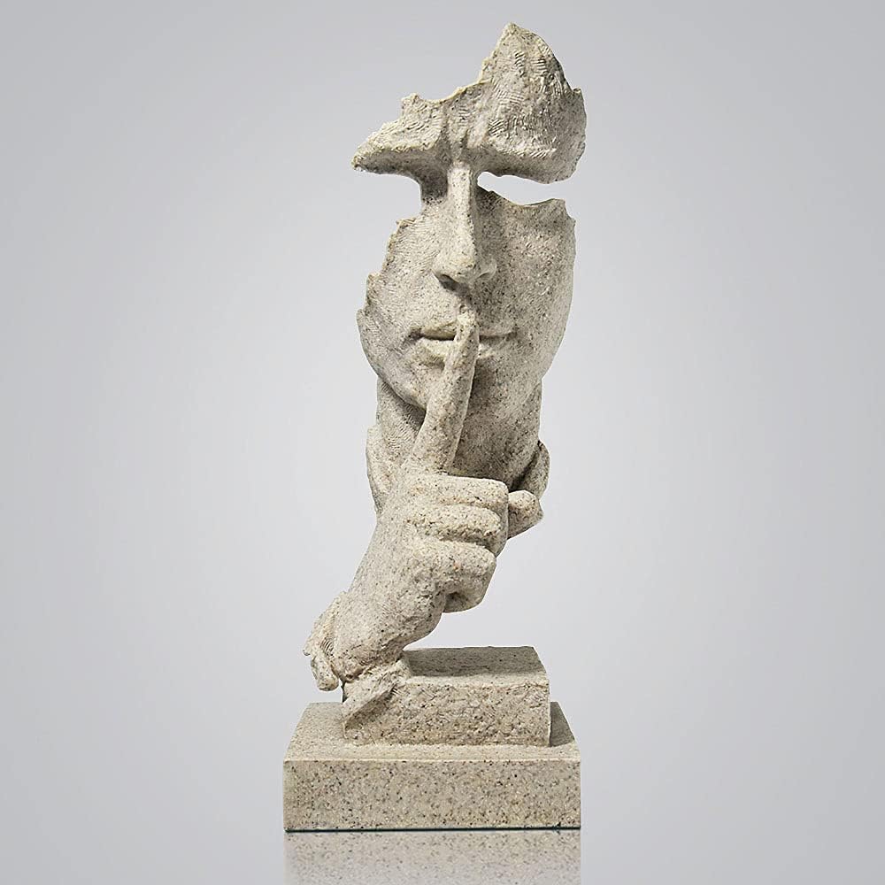 Silence is Gold Sandstone Resin Statue