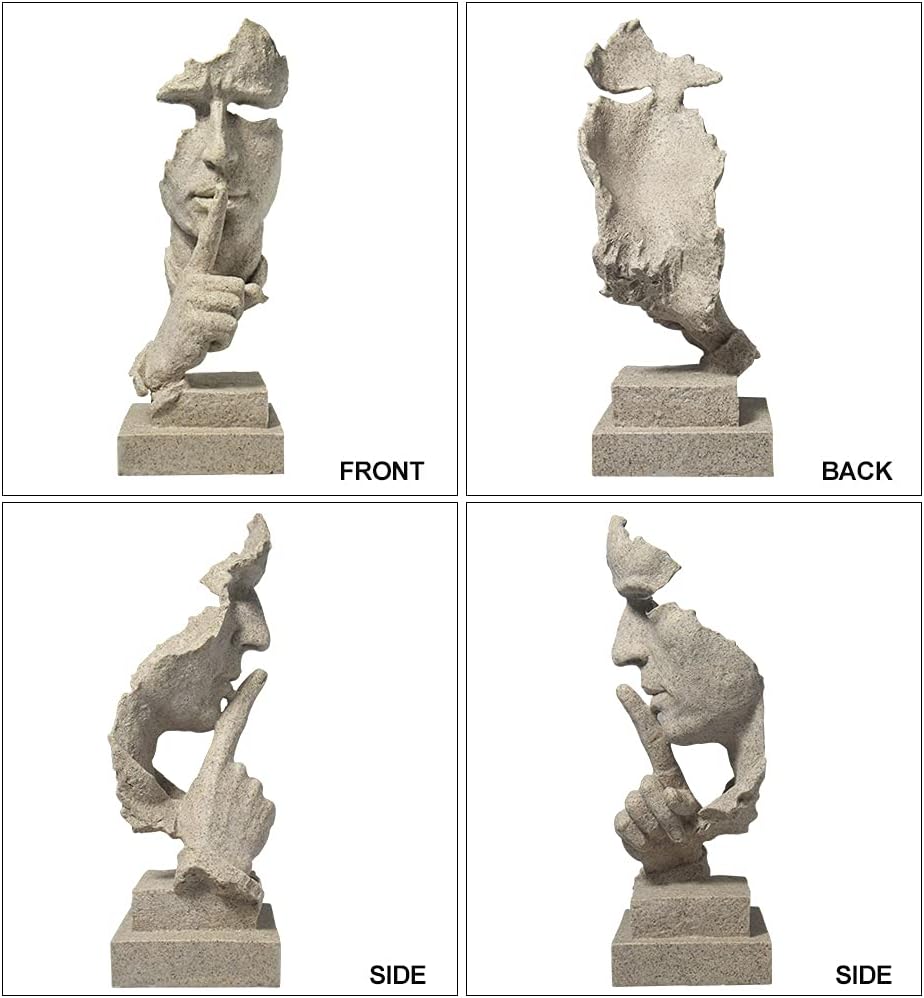 Silence is Gold Sandstone Resin Statue