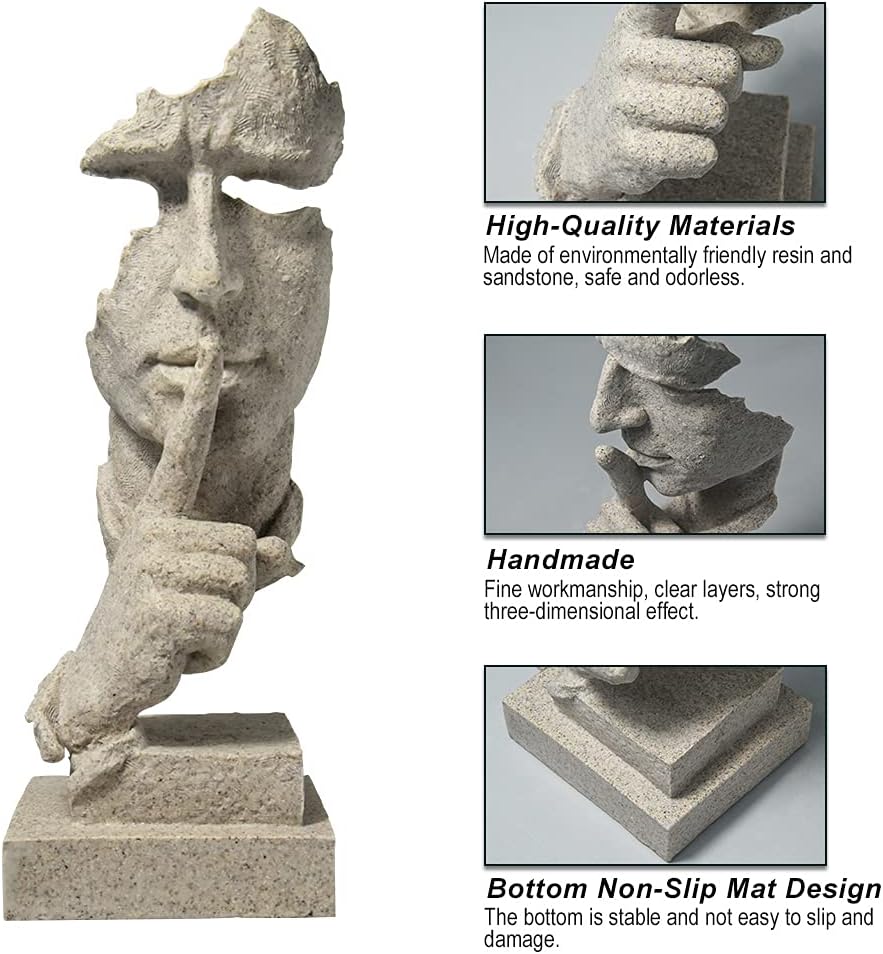 Silence is Gold Sandstone Resin Statue