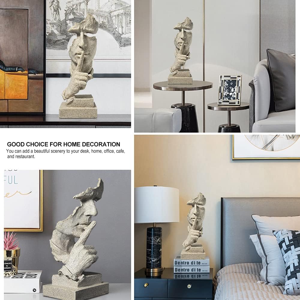 Silence is Gold Sandstone Resin Statue