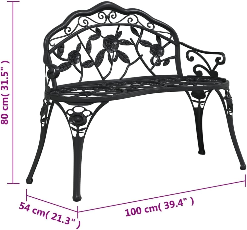Floral Cast Iron Garden Bench