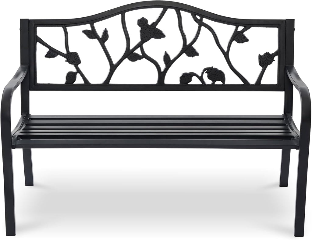50" Black Cast Iron Strawberry Garden Bench