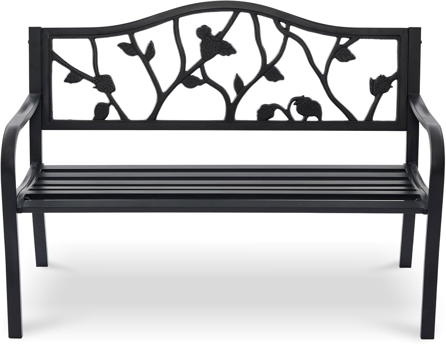 50" Black Cast Iron Strawberry Garden Bench