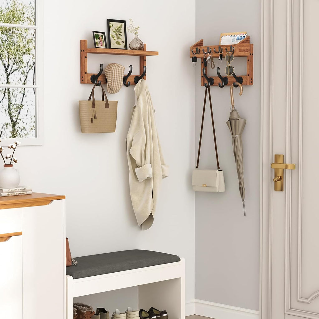29‑Inch Wall Mount Coat Rack with Shelf 11 Hooks
