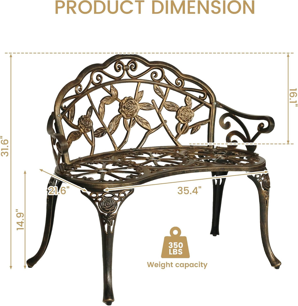 Outdoor Bronze Cast Aluminum Bench