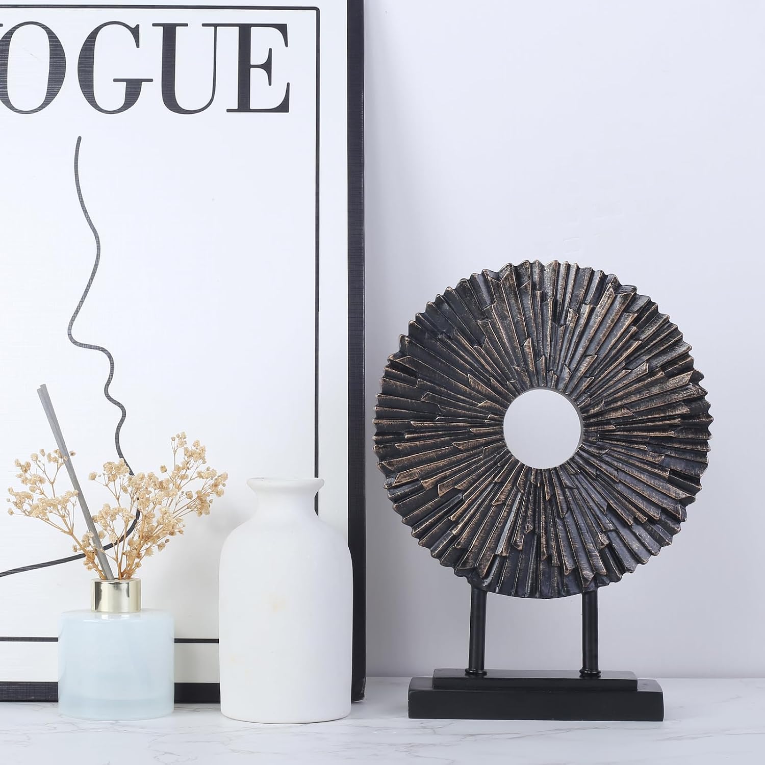 Round Black Decor Statue