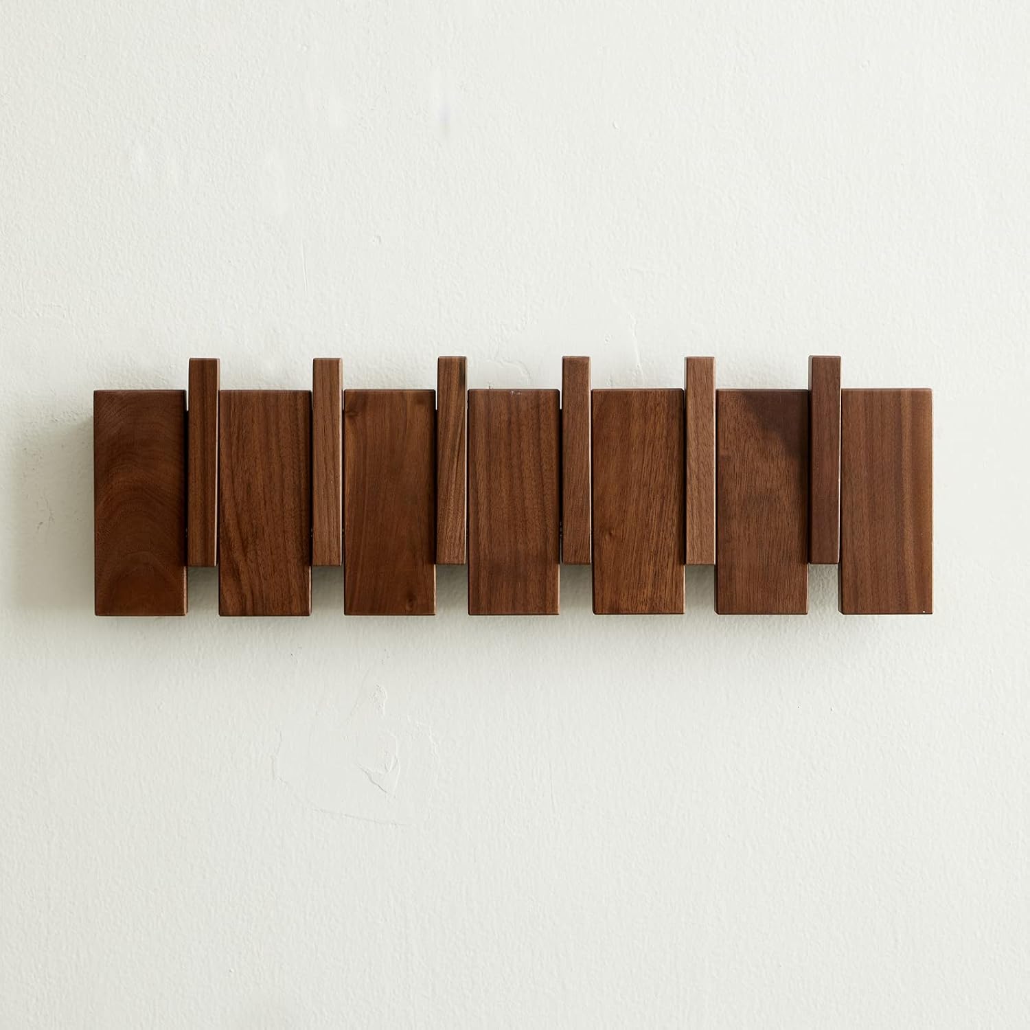 Walnut Wall Mount Coat Rack 6 Hooks
