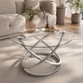 Silver Round Glass Coffee Table
