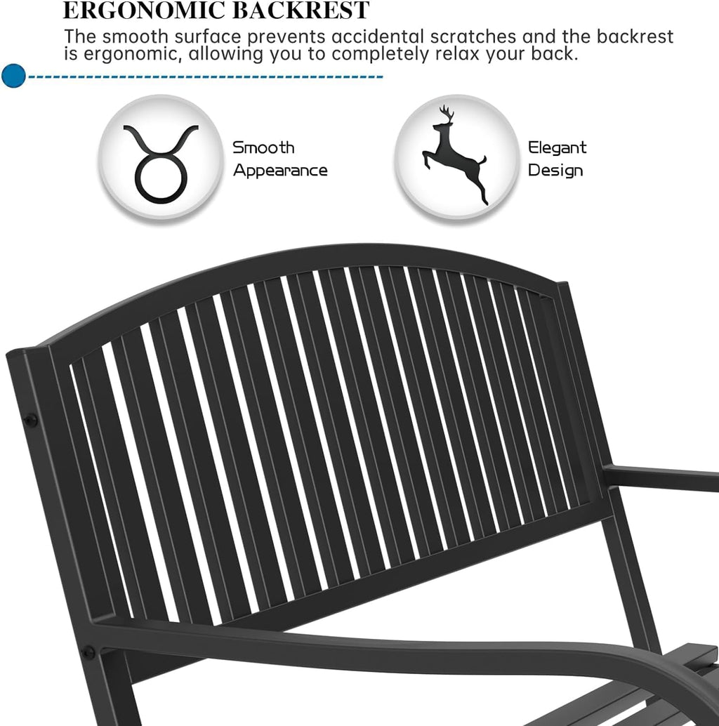 50" Weatherproof Cast Iron Outdoor Bench