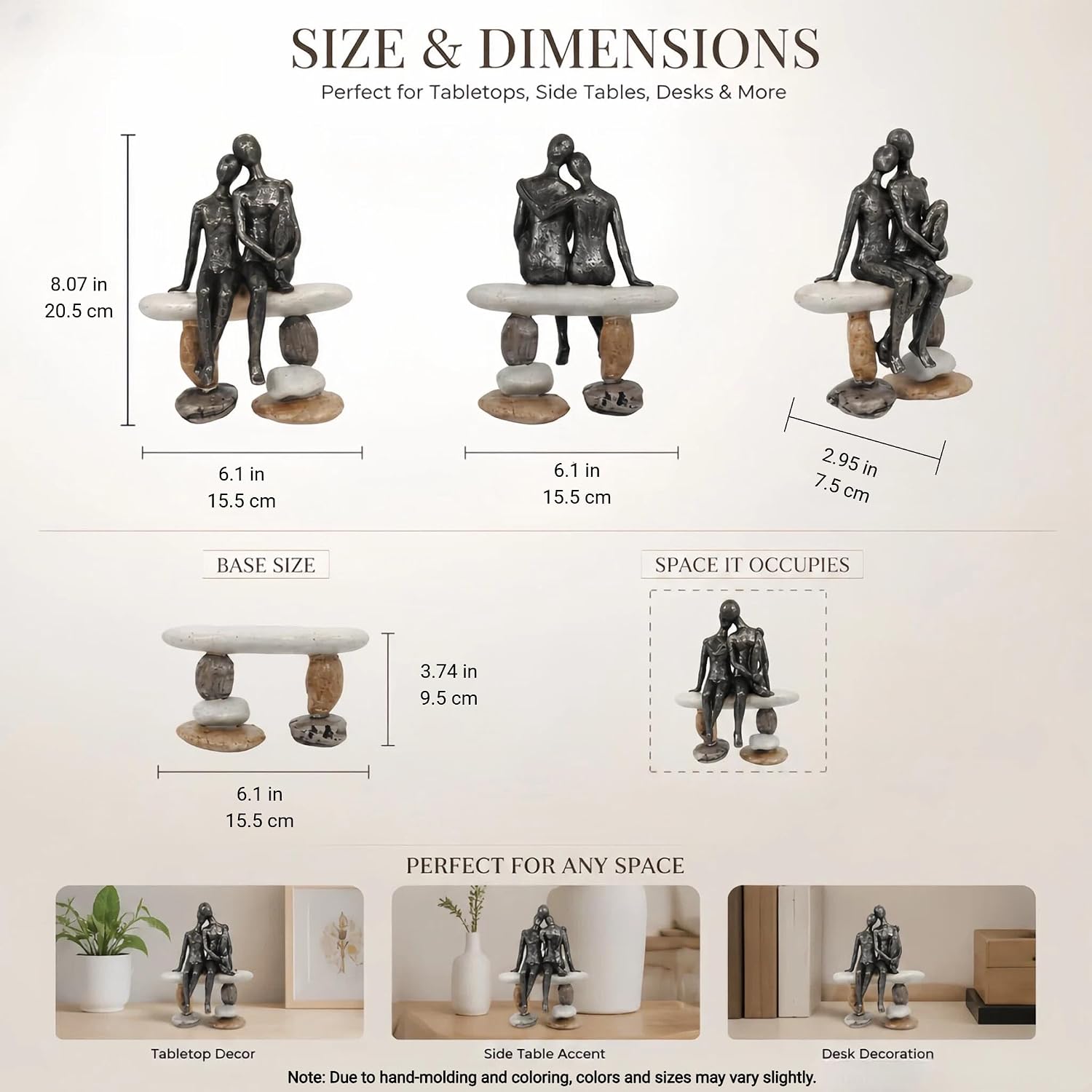 Romantic Couple Stone‑Bench Sculpture