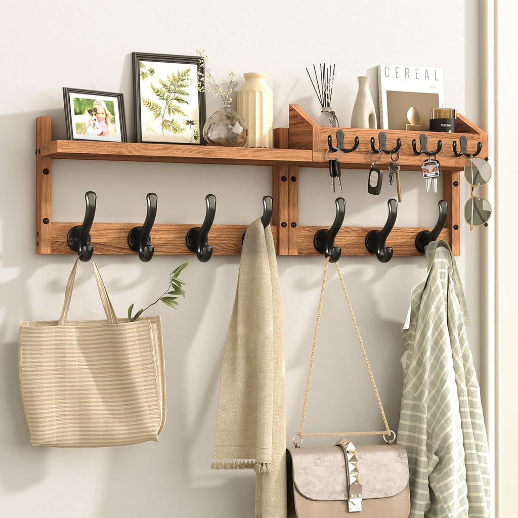 29‑Inch Wall Mount Coat Rack with Shelf 11 Hooks