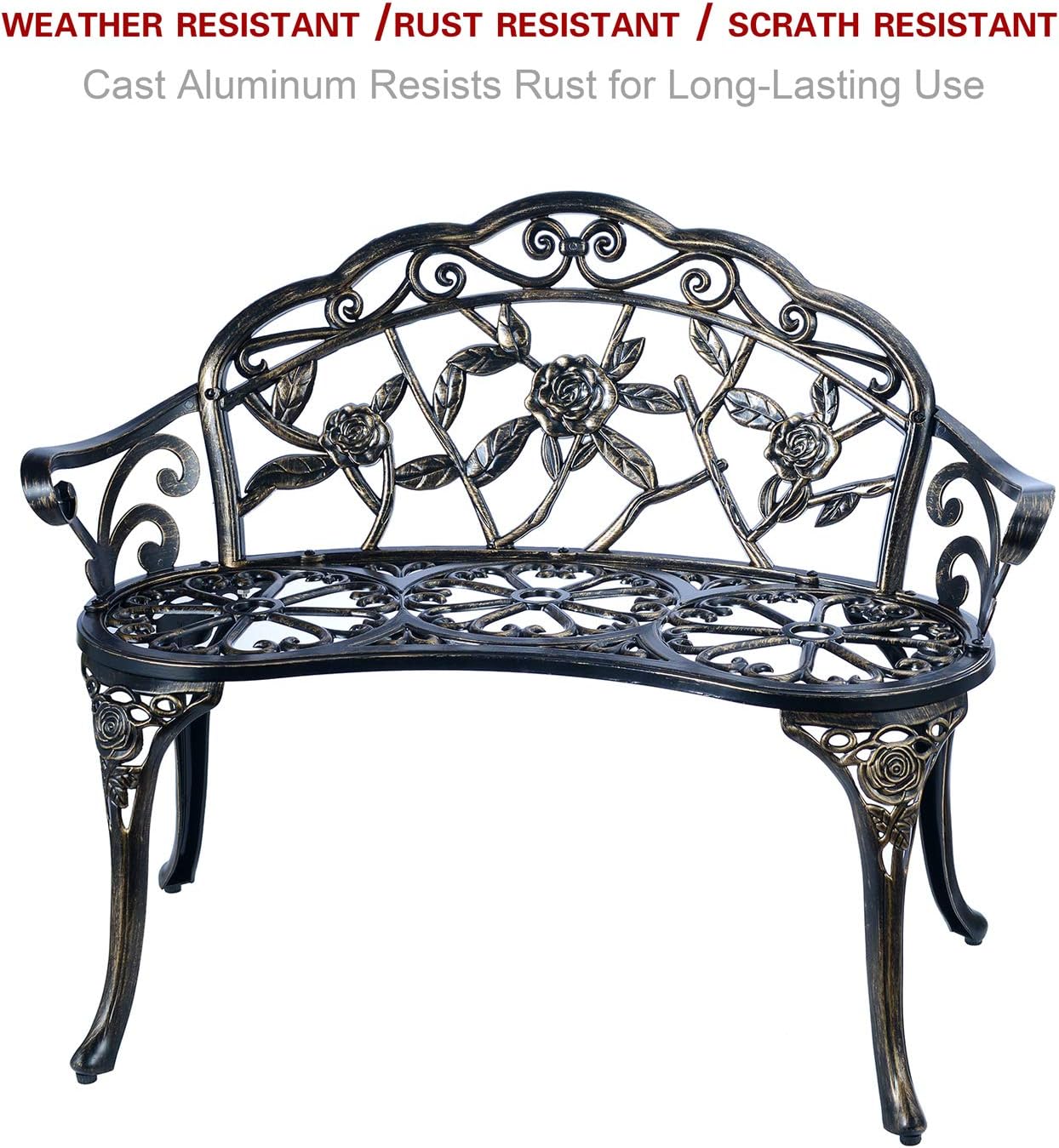 Seat Copper Cast Aluminum Garden Bench