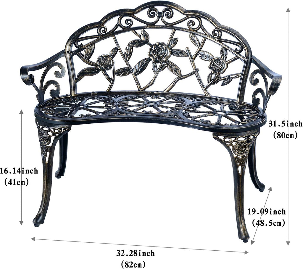 Seat Copper Cast Aluminum Garden Bench