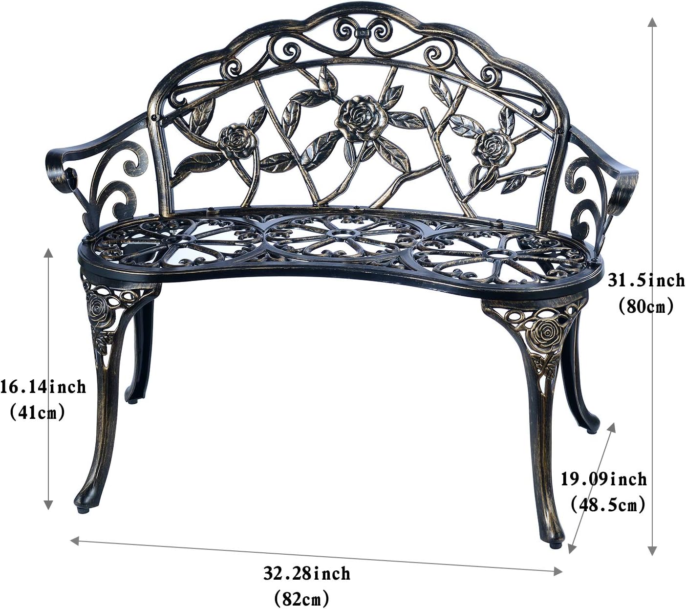 Seat Copper Cast Aluminum Garden Bench