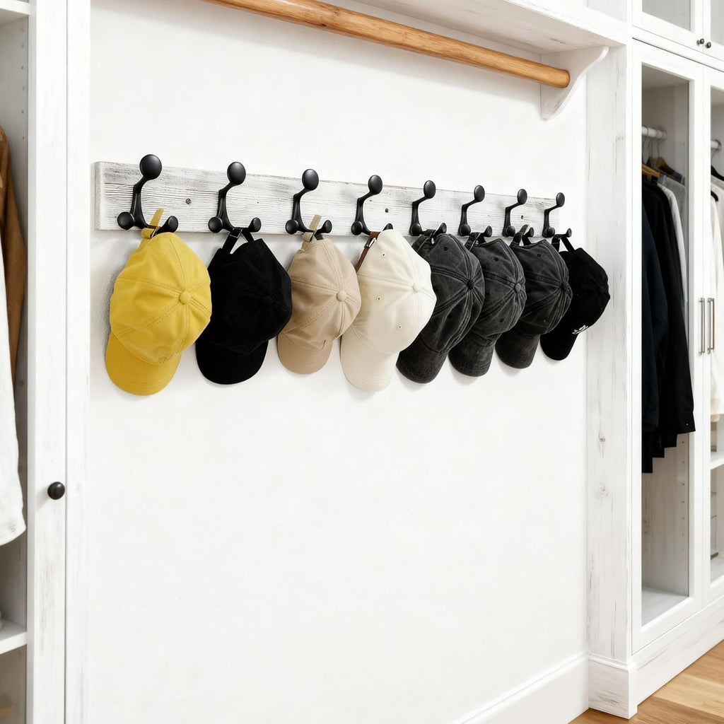 43" Wall Coat Rack 8 Triple Hooks