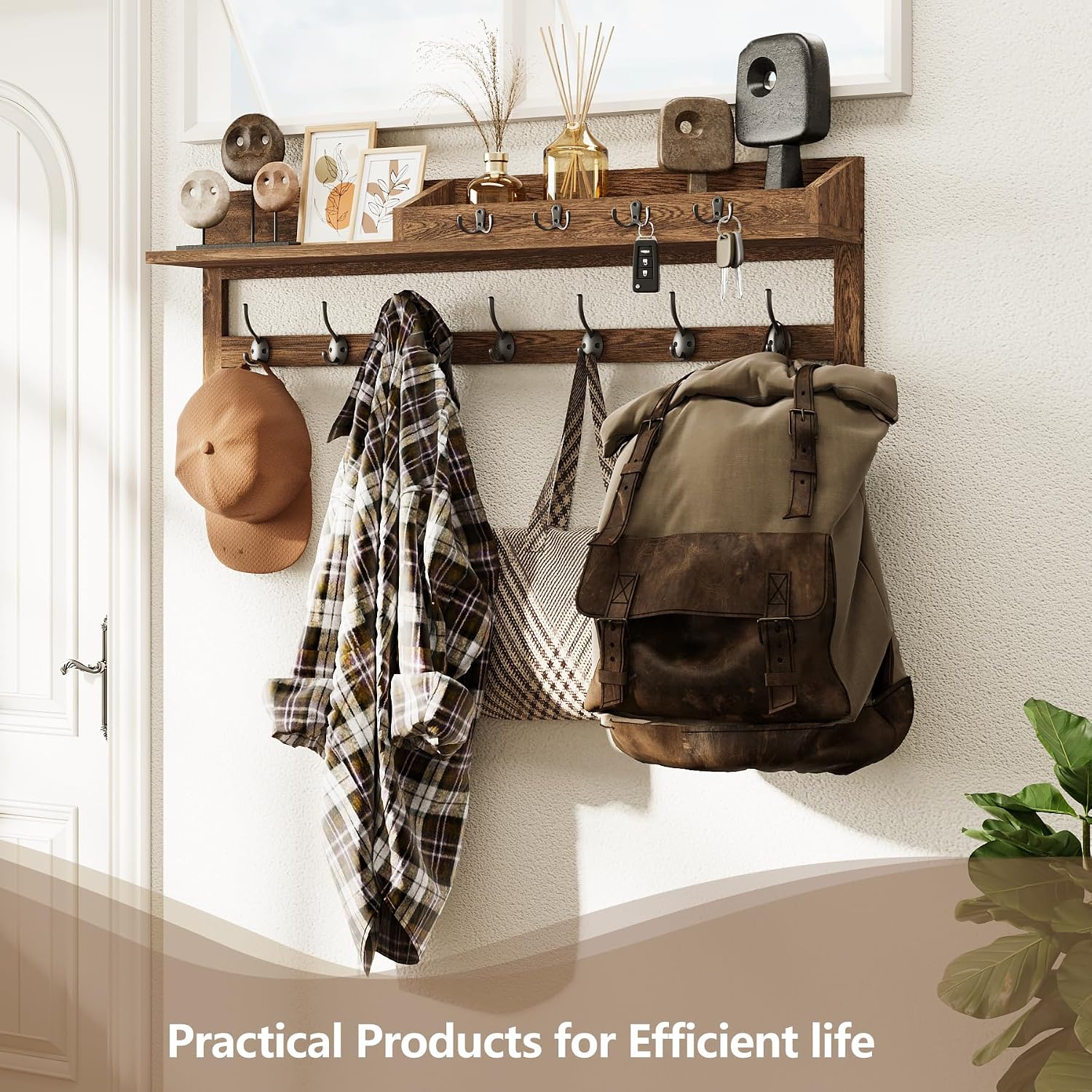 35‑Inch Wall Mount Coat Rack with Shelf