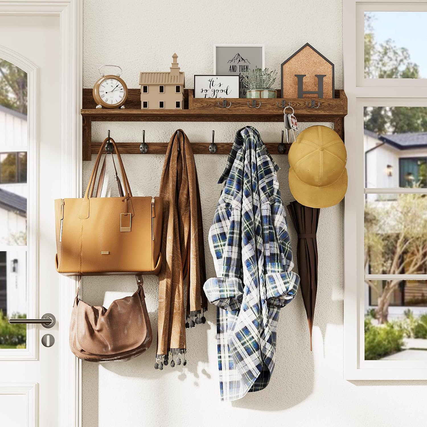 35‑Inch Wall Mount Coat Rack with Shelf