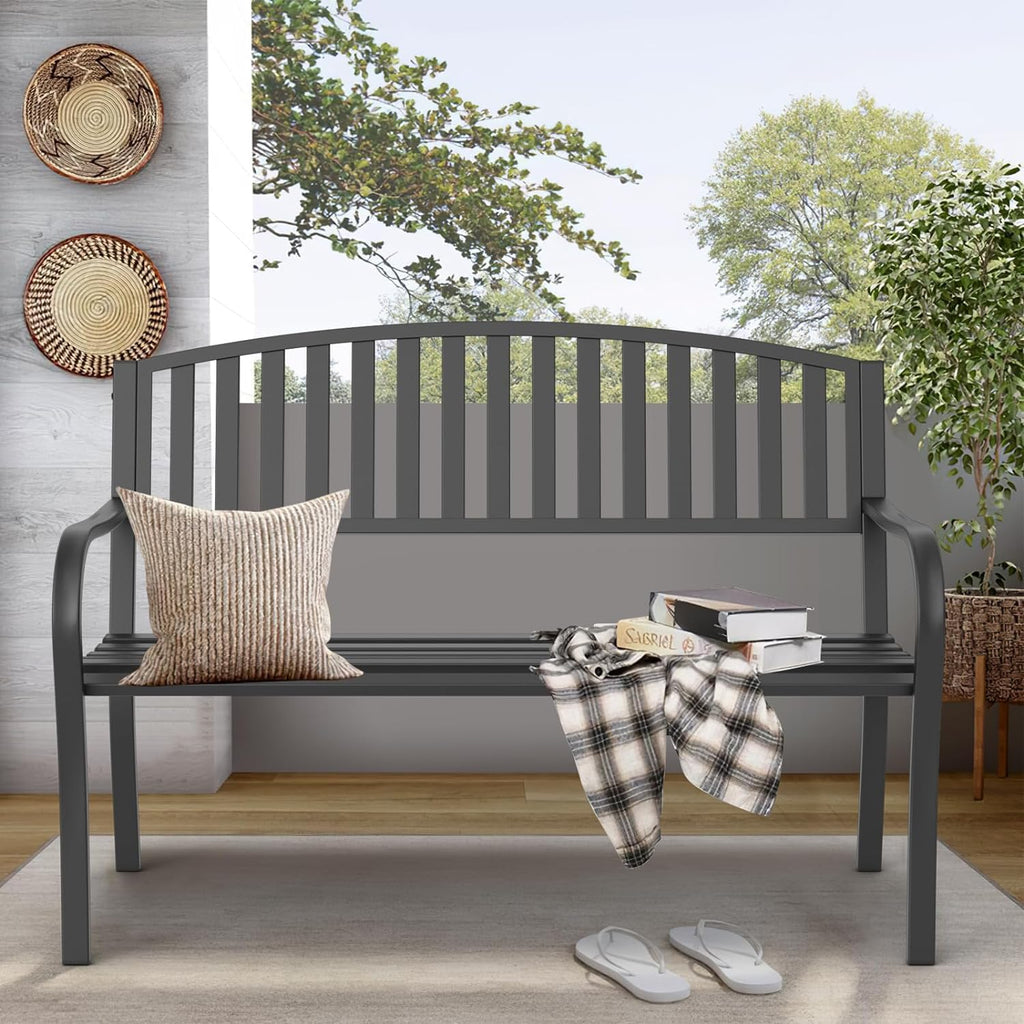 50" Weatherproof Cast Iron Outdoor Bench