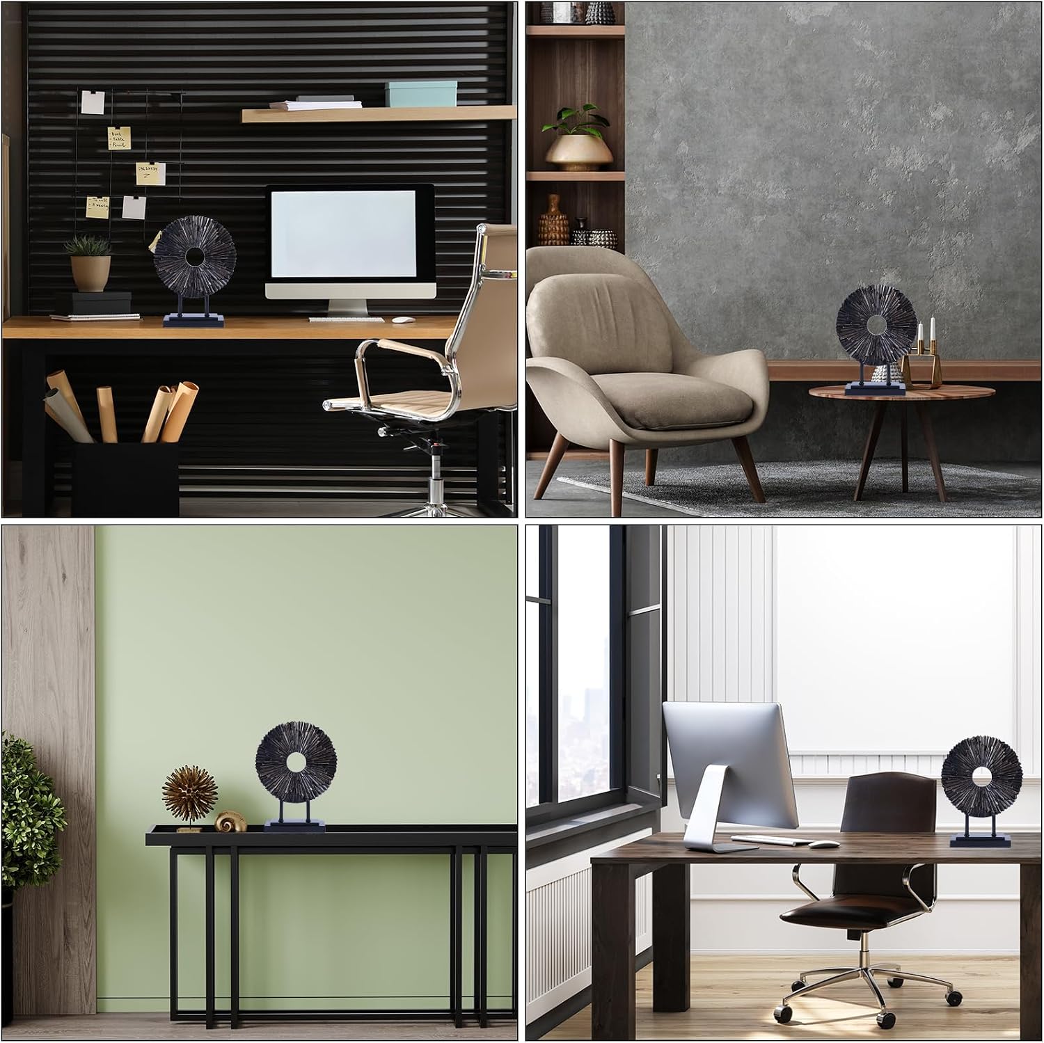 Round Black Decor Statue