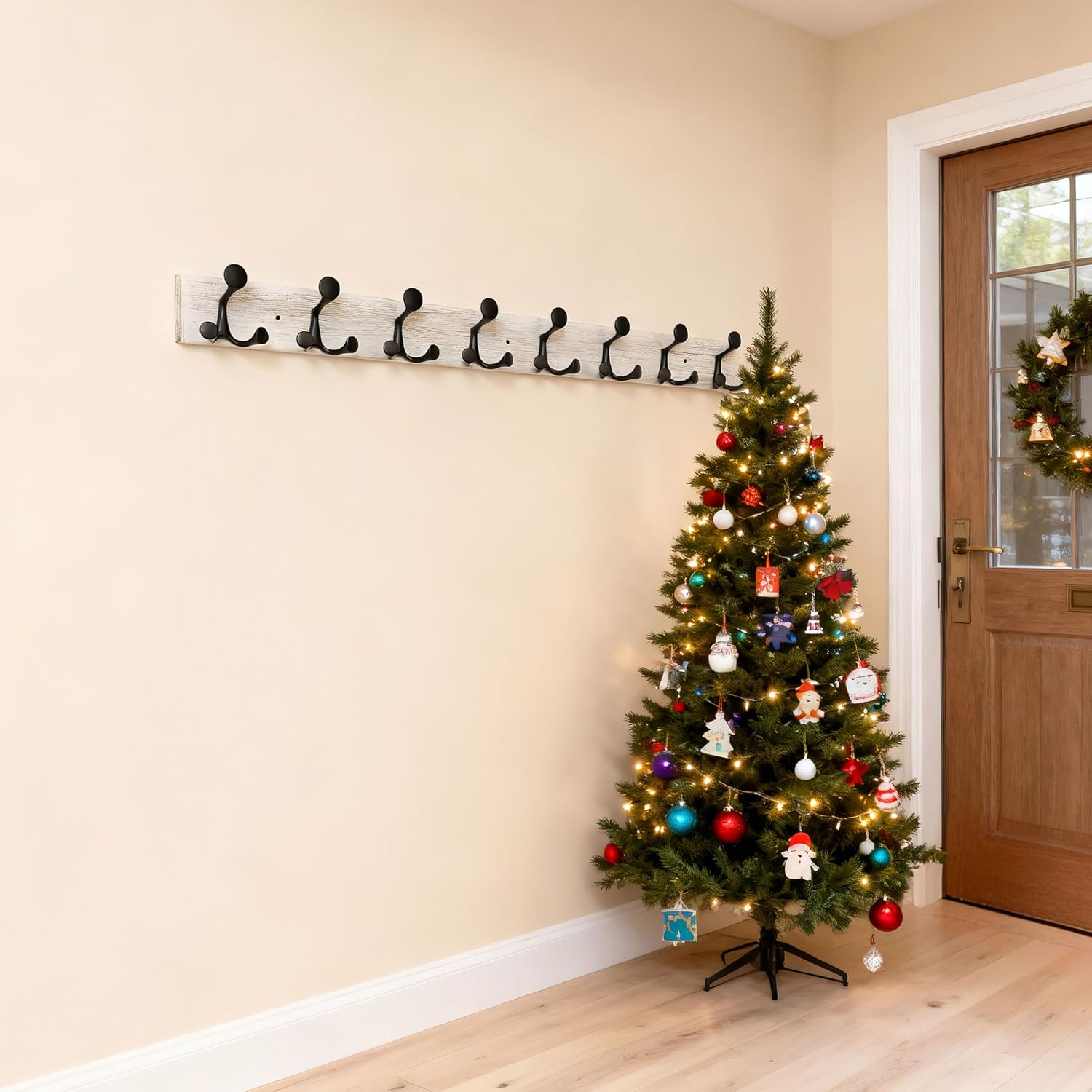 43" Wall Coat Rack 8 Triple Hooks
