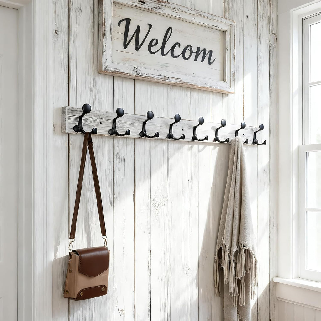 43" Wall Coat Rack 8 Triple Hooks