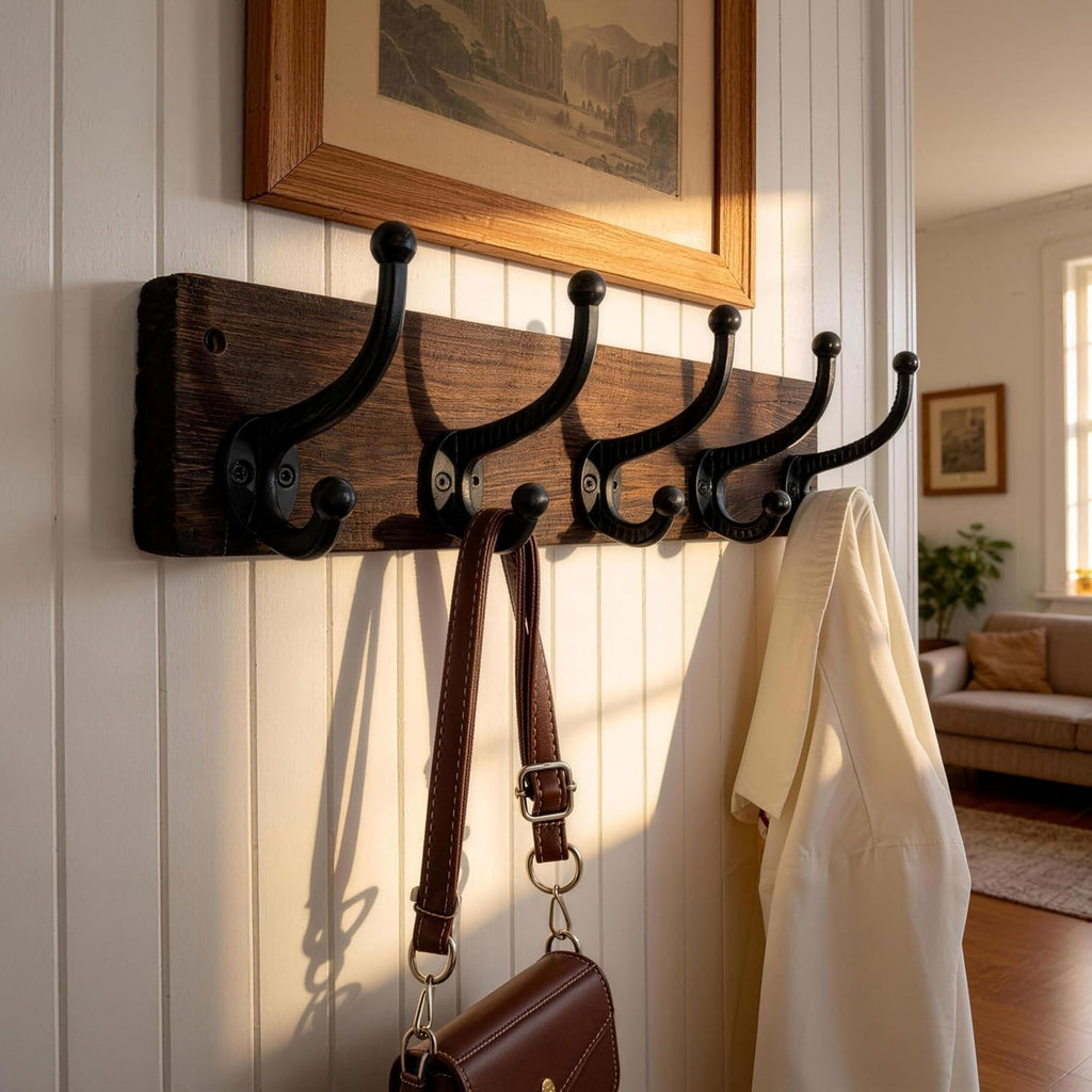 Rustic Wall Mount Coat Rack 2‑Packs