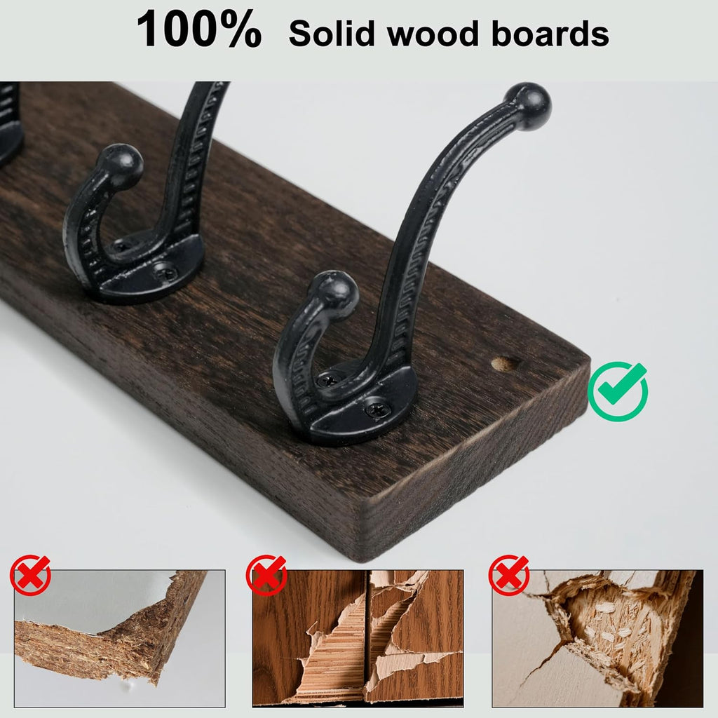Rustic Wall Mount Coat Rack 2‑Packs