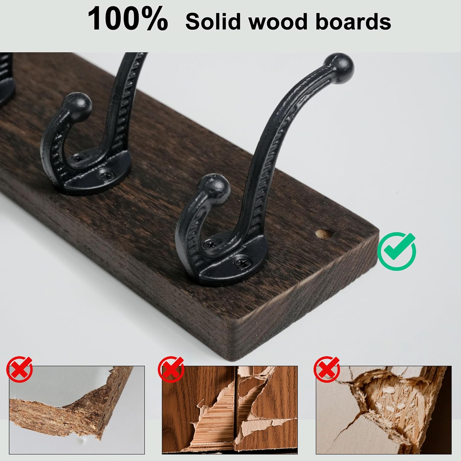 Rustic Wall Mount Coat Rack 2‑Packs