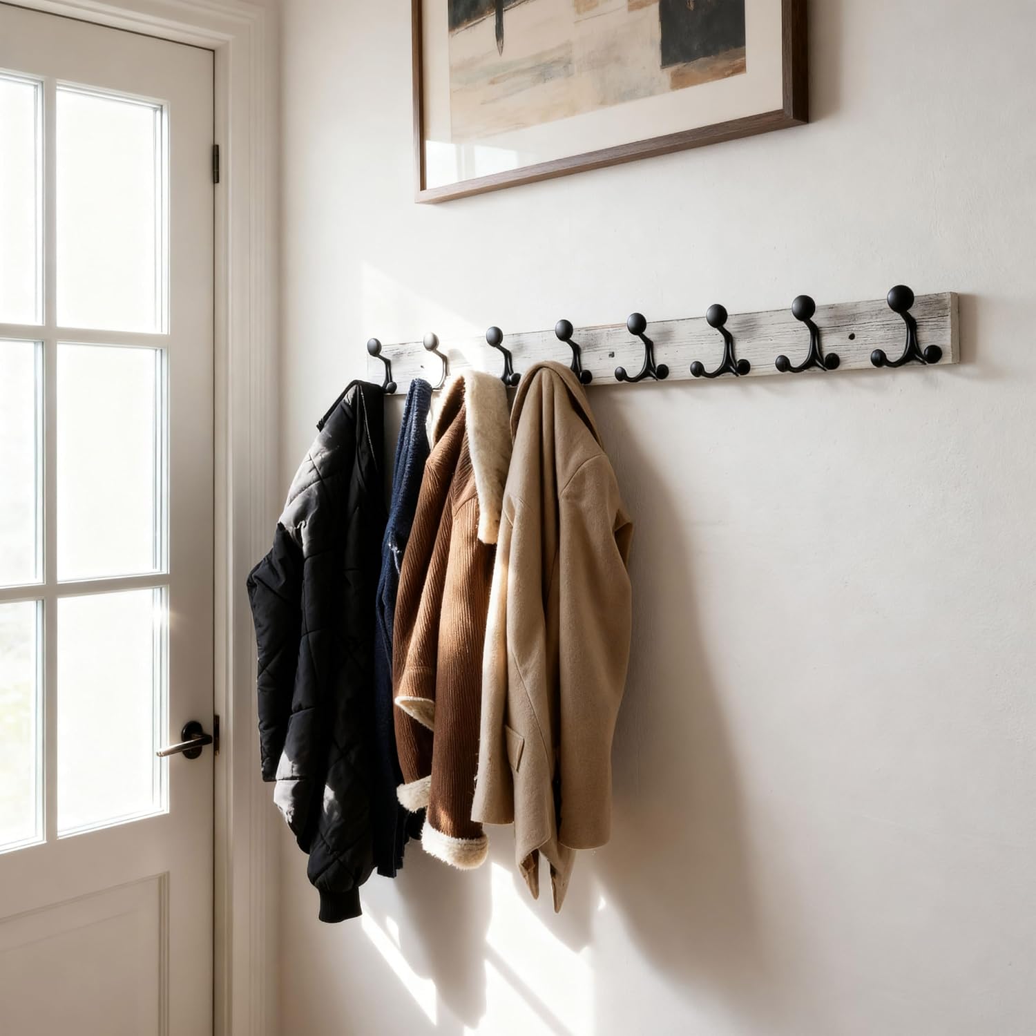 43" Wall Coat Rack 8 Triple Hooks