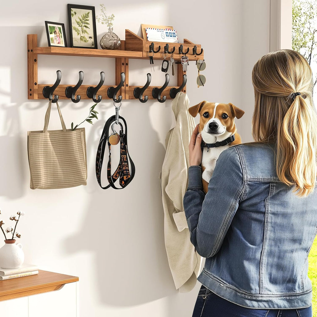 29‑Inch Wall Mount Coat Rack with Shelf 11 Hooks