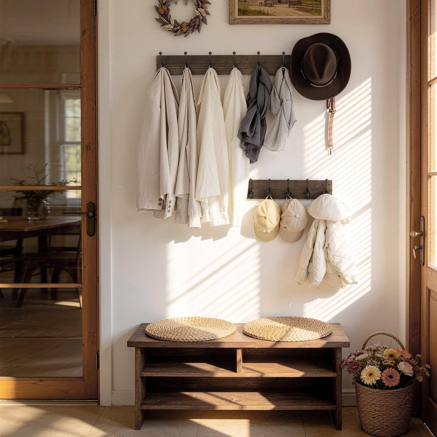 Rustic Wall Mount Coat Rack 2‑Packs