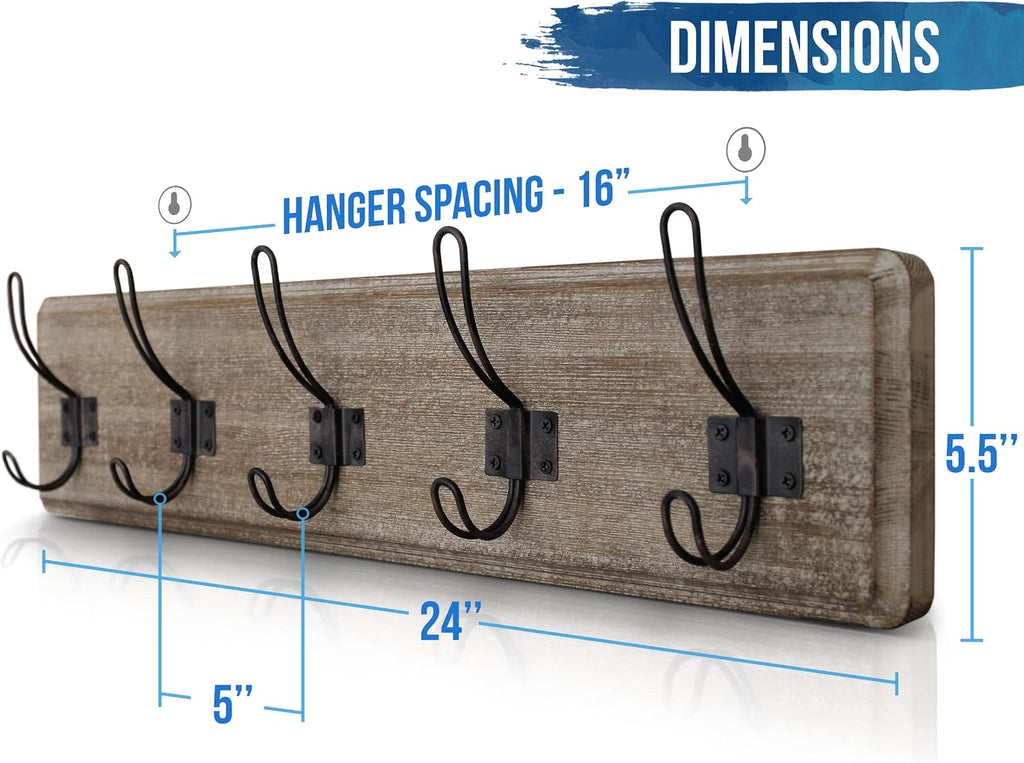 Creations 24" Rustic Wall Coat Rack 5 Hooks