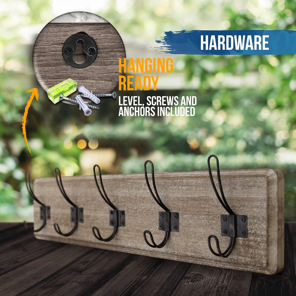 Creations 24" Rustic Wall Coat Rack 5 Hooks