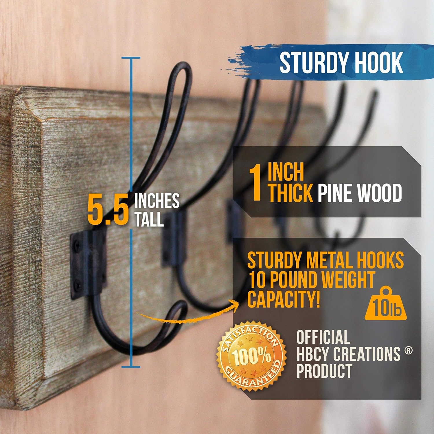 Creations 24" Rustic Wall Coat Rack 5 Hooks
