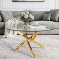 35.4" Gold Round Glass Coffee Table