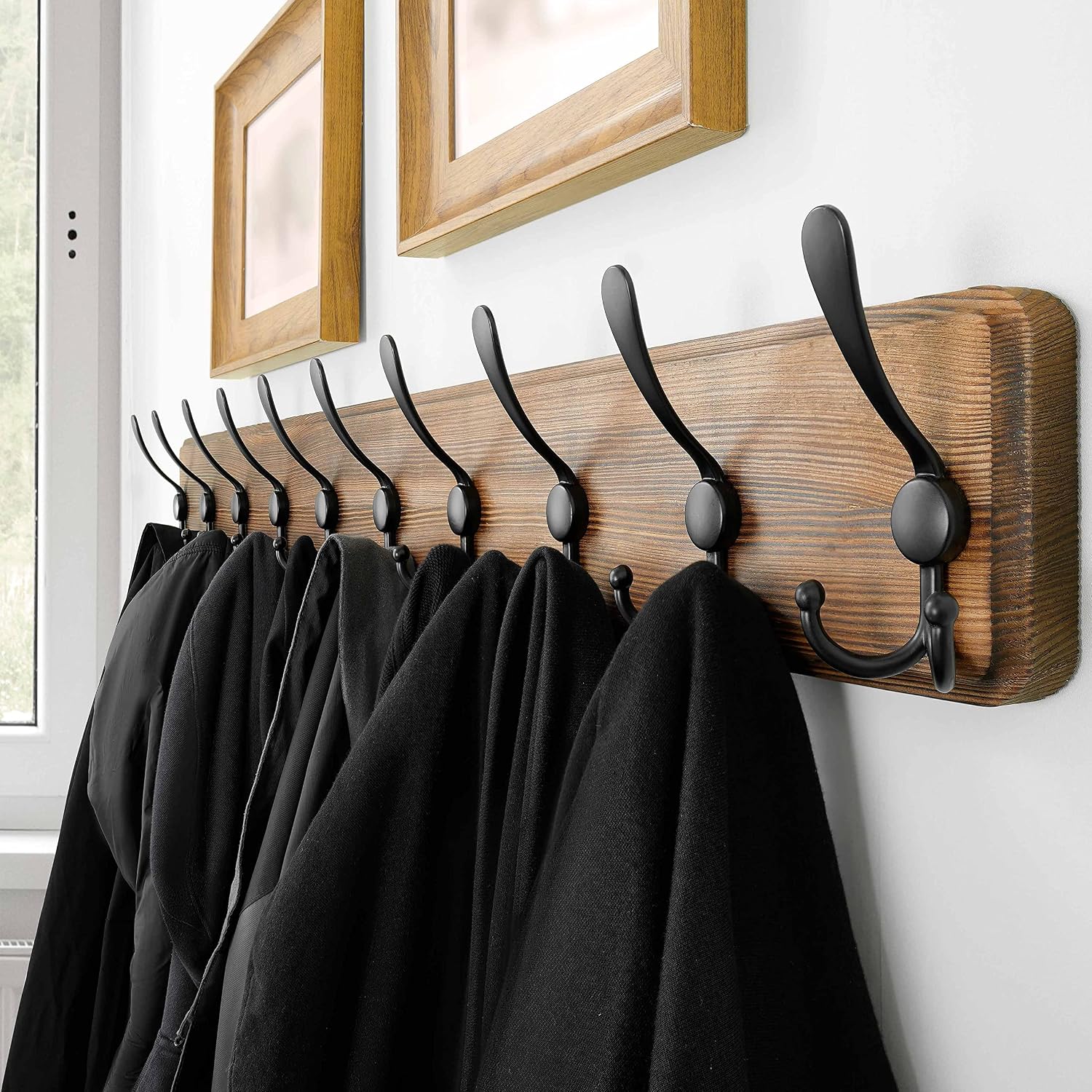 Rustic Wall Mount Coat Rack 10 Hooks
