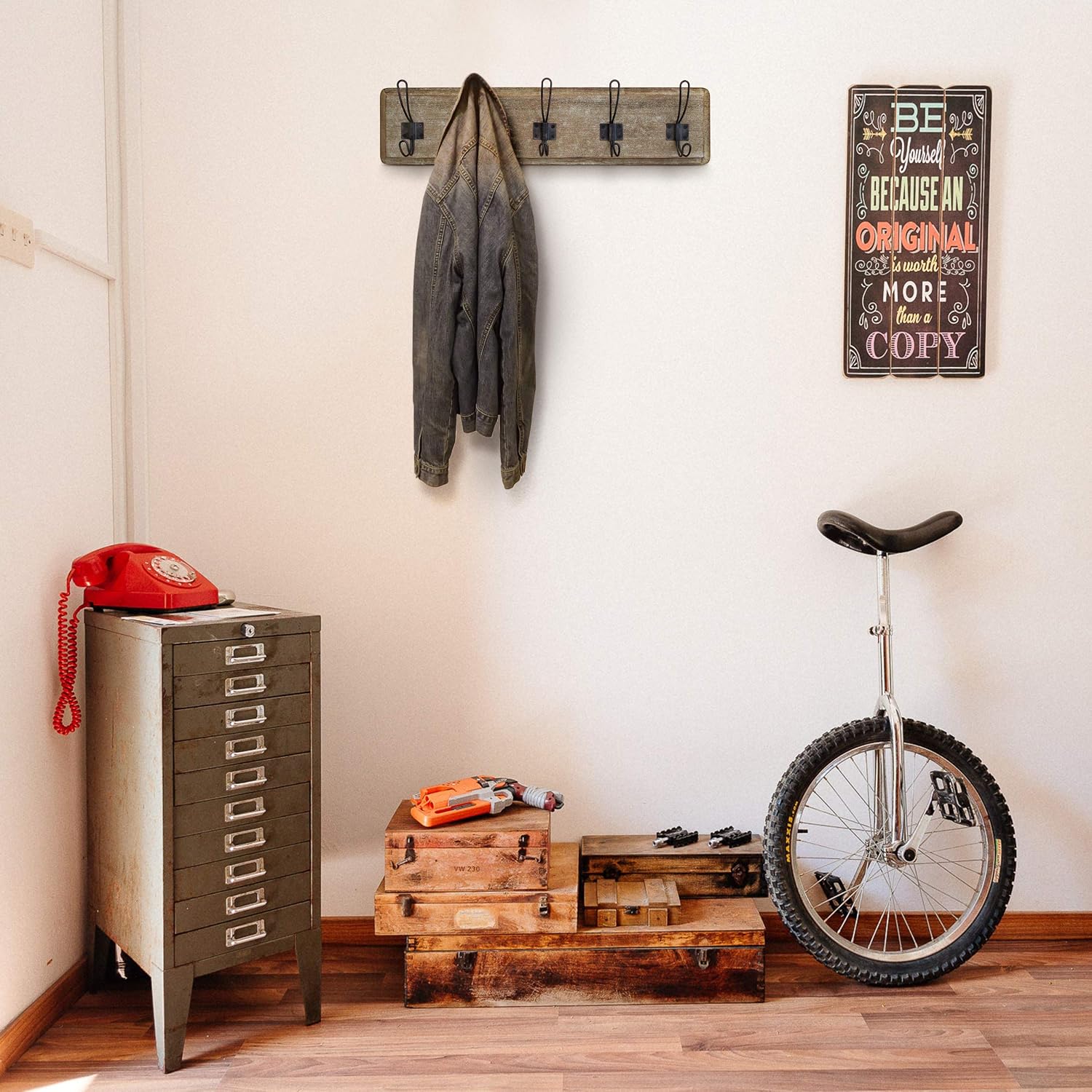Creations 24" Rustic Wall Coat Rack 5 Hooks