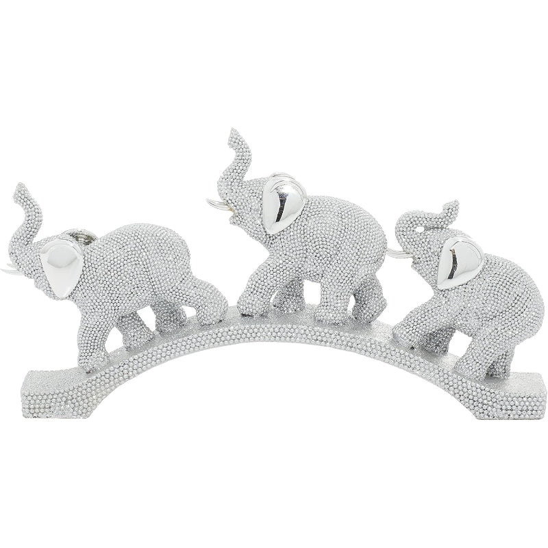 Silver Polystone Elephant Sculpture